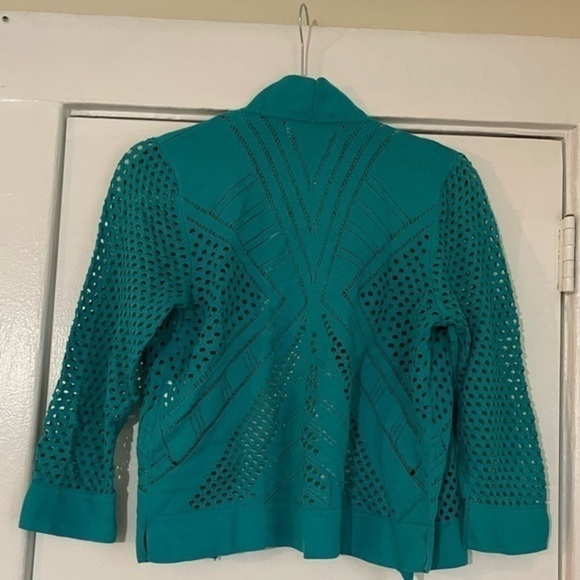 Kasper Teal knit cardigan size Small - Picture 5 of 6